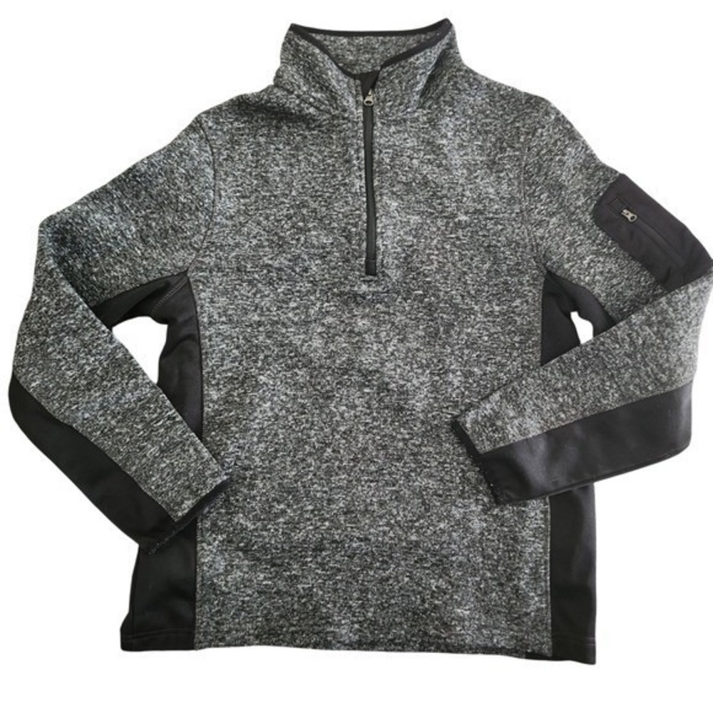 Rugby University Men's Gray Speckled Fleece 1/4 Zip Pullover Sweater Medium